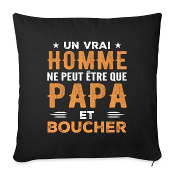A Real Man Is Only Dad and Butcher - Sofa pillowcase 17,3'' x 17,3'' (45 x 45 cm) - black - Front