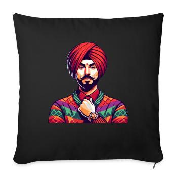 Indien homme tenue traditionelle Mumbai - Housse de coussin décorative 45 x 45 cm - noir - Devant