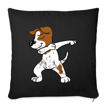 Retro Vintage Dabbing Dab Jack Russell Terrier - Sofa pillowcase 17,3'' x 17,3'' (45 x 45 cm) - black - Front