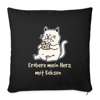Conquer My Heart with Cookies Fantasy Cat Kids - Sofa pillowcase 17,3'' x 17,3'' (45 x 45 cm) - black - Front