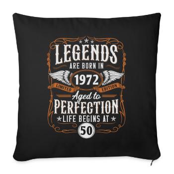 1972 Born Legends 50 Birthday - Sofa pillowcase 17,3'' x 17,3'' (45 x 45 cm) - black - Front
