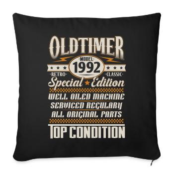 Oldtimer Vintage 1992 Vintage Rétro Anniversaire - Housse de coussin décorative 45 x 45 cm - noir - Devant