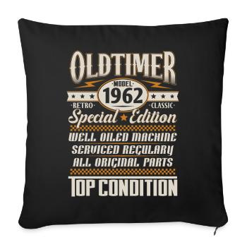 Oldtimer Vintage 1962 Vintage Rétro Anniversaire - Housse de coussin décorative 45 x 45 cm - noir - Devant