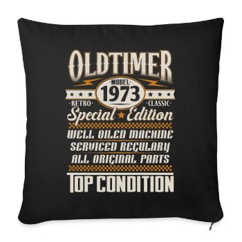 Oldtimer Vintage 1973 Vintage Rétro Anniversaire - Housse de coussin décorative 45 x 45 cm - noir - Devant