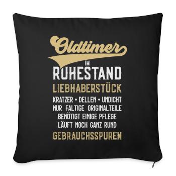 LUSTIG OLDTIMER RUHESTAND RENTE RENTNER - Sofakissenbezug 45 x 45 cm - Schwarz - Vorne