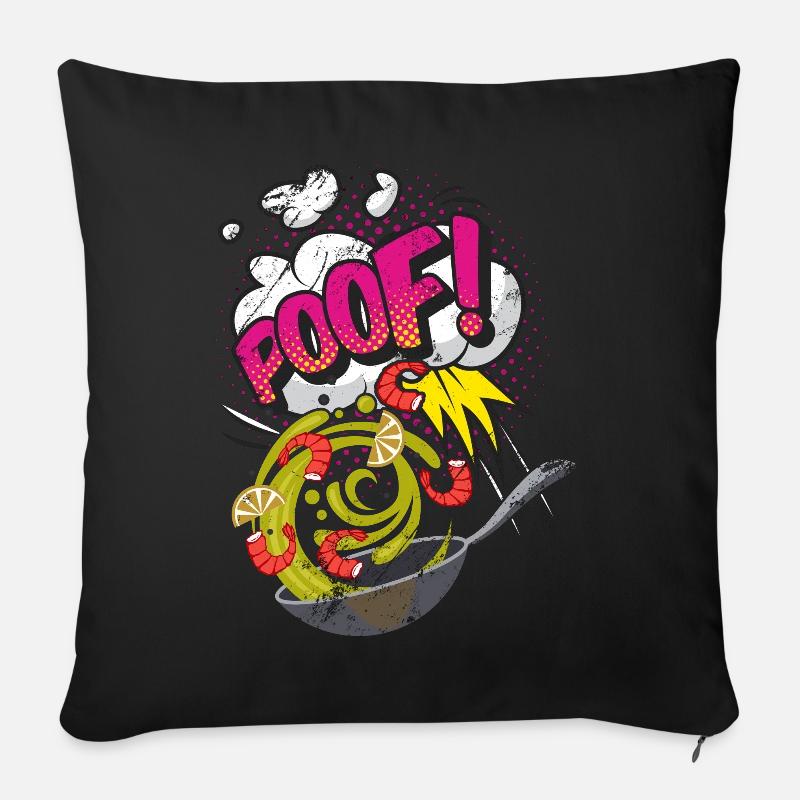 Pop Art Kochen Retro Comic Ästhetik Wok Kulinarik - Sofakissenbezug 45 x 45 cm - Schwarz