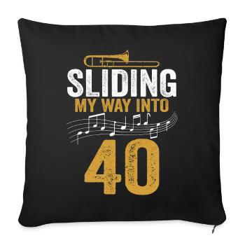 Trombone glissant mon chemin vers mon 40e anniversaire - Housse de coussin décorative 45 x 45 cm - noir - Devant