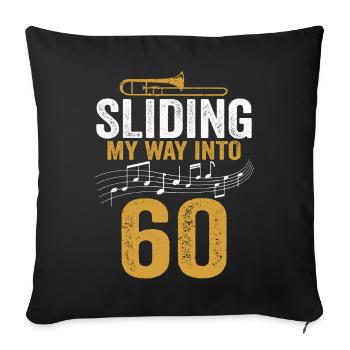 Trombone glissant mon chemin vers mon 60e anniversaire - Housse de coussin décorative 45 x 45 cm - noir - Devant