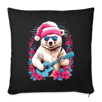 Cute polar bear with guitar - Sofa pillowcase 17,3'' x 17,3'' (45 x 45 cm) - black - Front