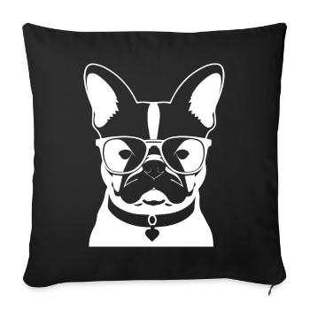 Funny French Bulldog with Sunglasses French Bulld - Sofa pillowcase 17,3'' x 17,3'' (45 x 45 cm) - black - Front