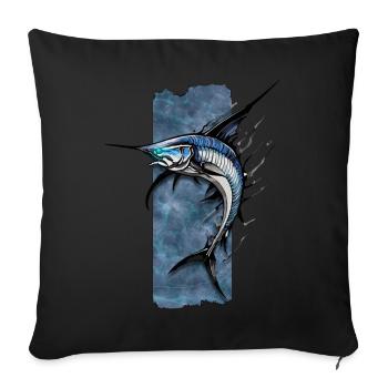 Serrated Sovereign: The Swordfish's Regal Glide - Sofa pillowcase 17,3'' x 17,3'' (45 x 45 cm) - black - Front