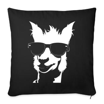 Lustiges Alpaka mit Sonnenbrille Coole Alpakas - Sofakissenbezug 45 x 45 cm - Schwarz - Vorne