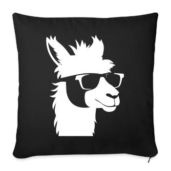 Drôle d’alpaga portant des lunettes de soleil cool alpagas - Housse de coussin décorative 45 x 45 cm - noir - Devant