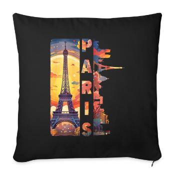 Paris, Eiffel Tower, France, City, Skyline, Art - Sofa pillowcase 17,3'' x 17,3'' (45 x 45 cm) - black - Front