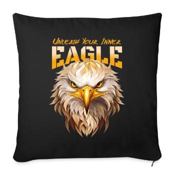eagle, eagle head, bird of prey, bird of prey, animal, nature - Sofa pillowcase 17,3'' x 17,3'' (45 x 45 cm) - black - Front