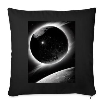 Planète noire et Lune Système solaire Galaxie Étoile - Housse de coussin décorative 45 x 45 cm - noir - Devant