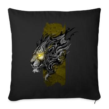 Luminous Majesty: Majestic Lion with Glowing Eyes - Sofa pillowcase 17,3'' x 17,3'' (45 x 45 cm) - black - Front