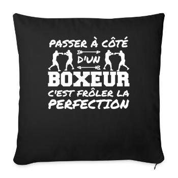 Perfektion Boxer Humor Boxer Mann - Sofakissenbezug 45 x 45 cm - Schwarz - Vorne