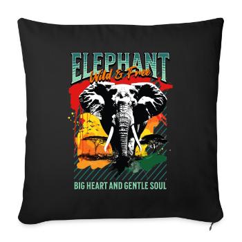 Éléphant Afrique Safari Nature nature sauvage aquarelle Art - Housse de coussin décorative 45 x 45 cm - noir - Devant