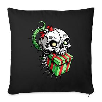 Cadeau de Noël tête de mort // Totenkopf Geschenk FS0059 - Housse de coussin décorative 45 x 45 cm - noir - Devant