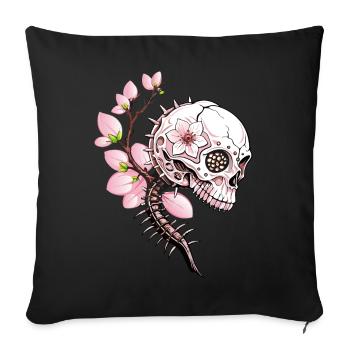 Sakura Skull // Skull Cherry Blossom FS0140 - Sofa pillowcase 17,3'' x 17,3'' (45 x 45 cm) - black - Front