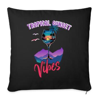 Ambiance de coucher de soleil tropical - Housse de coussin décorative 45 x 45 cm - noir - Devant