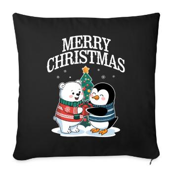 Polar Bear Penguin Christmas Merry Christmas Cute - Sofa pillowcase 17,3'' x 17,3'' (45 x 45 cm) - black - Front