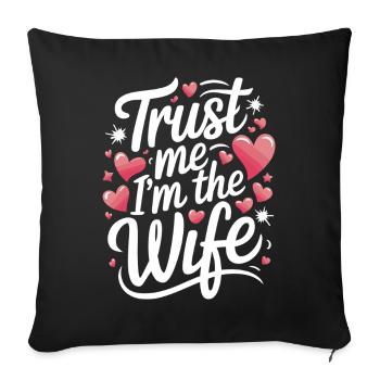 Femme Épouse Partenaire Famille Marié - Housse de coussin décorative 45 x 45 cm - noir - Devant