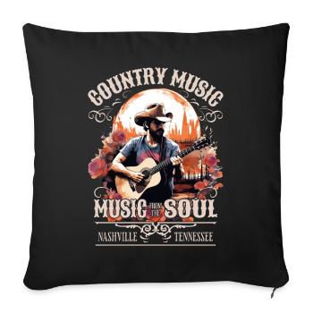 Musique country Guitare Guitariste Chanteur Vintage - Housse de coussin décorative 45 x 45 cm - noir - Devant