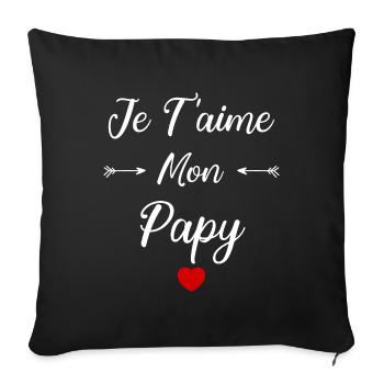 Je t'aime mon papy - Housse de coussin décorative 45 x 45 cm - noir - Devant