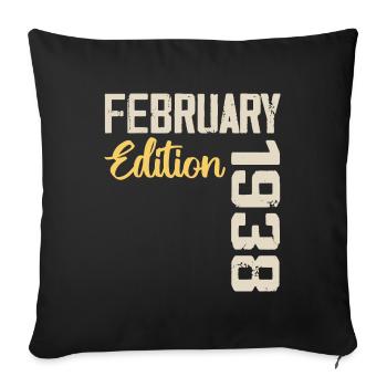 February 1938 Birthday February 1938 Retro - Sofa pillowcase 17,3'' x 17,3'' (45 x 45 cm) - black - Front