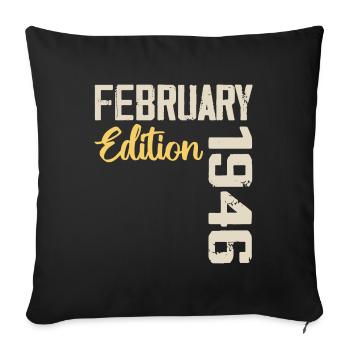 February 1946 Birthday February 1946 Retro - Sofa pillowcase 17,3'' x 17,3'' (45 x 45 cm) - black - Front