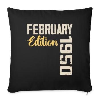 February 1950 Birthday February 1950 Retro - Sofa pillowcase 17,3'' x 17,3'' (45 x 45 cm) - black - Front