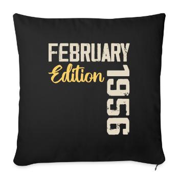 Février 1956 Anniversaire Février 1956 Rétro - Housse de coussin décorative 45 x 45 cm - noir - Devant
