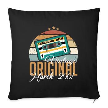 März 2001 - Geburtstagsgeschenk - Sofakissenbezug 45 x 45 cm - Schwarz - Vorne