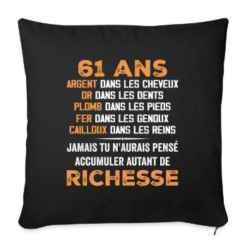 61 Years Old Funny Birthday Gift 61 Years Old Gift - Sofa pillowcase 17,3'' x 17,3'' (45 x 45 cm) - black - Front