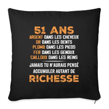 51 Years Old Funny Birthday Gift 51 Years Old Gift - Sofa pillowcase 17,3'' x 17,3'' (45 x 45 cm) - black - Front