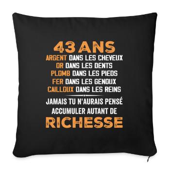 43 Years Old Funny Birthday Gift 43 Years Old Gift - Sofa pillowcase 17,3'' x 17,3'' (45 x 45 cm) - black - Front