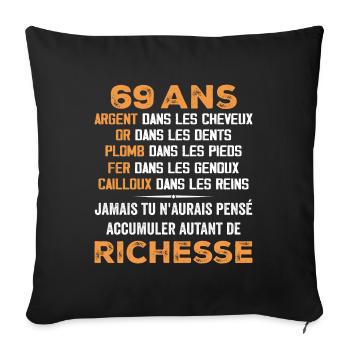 69 Years Old Funny Birthday Gift 69 Years Old Gift - Sofa pillowcase 17,3'' x 17,3'' (45 x 45 cm) - black - Front