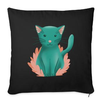 Cute kitten cat and nature - Sofa pillowcase 17,3'' x 17,3'' (45 x 45 cm) - black - Front