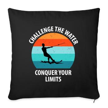 Water skis, water skis, water skiers - Sofa pillowcase 17,3'' x 17,3'' (45 x 45 cm) - black - Front