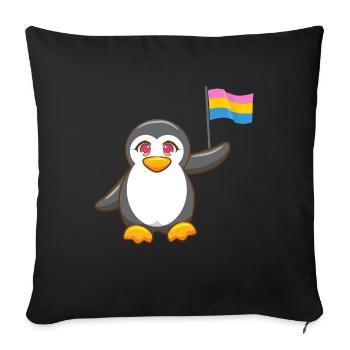 Gay Pride Antarctique Animal Pingouin Pansexuel LGBT - Housse de coussin décorative 45 x 45 cm - noir - Devant