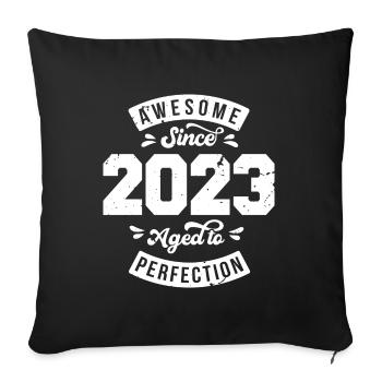 Millésime 2023 anniversaire - rétro 2023 - Housse de coussin décorative 45 x 45 cm - noir - Devant