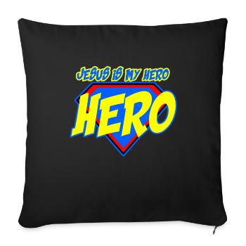 Jésus est mon héros, chrétien pour les enfants - Housse de coussin décorative 45 x 45 cm - noir - Devant