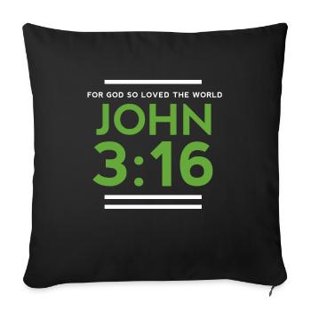 John 3: 16 - Sofa pillowcase 17,3'' x 17,3'' (45 x 45 cm) - black - Front