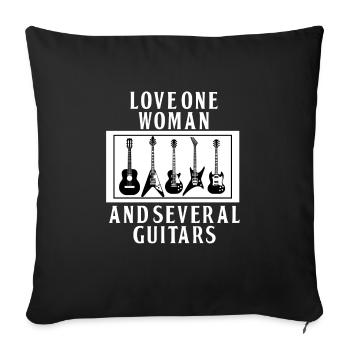 LOVE ONE WOMAN AND SEVERAL GUITARS - Sofa pillowcase 17,3'' x 17,3'' (45 x 45 cm) - black - Front