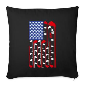 American Flag Golf Club Sport Lustige Golfgeschenke - Sofakissenbezug 45 x 45 cm - Schwarz - Vorne