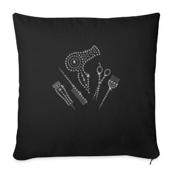 Coiffeur coiffeur tablier strass peigne ciseaux H - Housse de coussin décorative 45 x 45 cm - noir - Devant