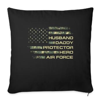 Mari Papa Protecteur Héros Vétéran de l'US Air Force - Housse de coussin décorative 45 x 45 cm - noir - Devant