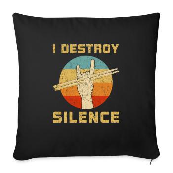 I Destroy Silence Drum Set Drummer Retro Drumming - Housse de coussin décorative 45 x 45 cm - noir - Devant